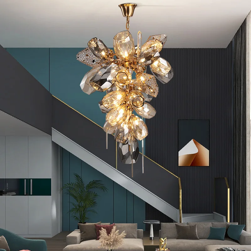 Lampe suspendue en acier inoxydable, design moderne et luxueux, éclairage d'intérieur, ampoules gratuites, idéal pour un salon, une chambre à coucher ou des escaliers