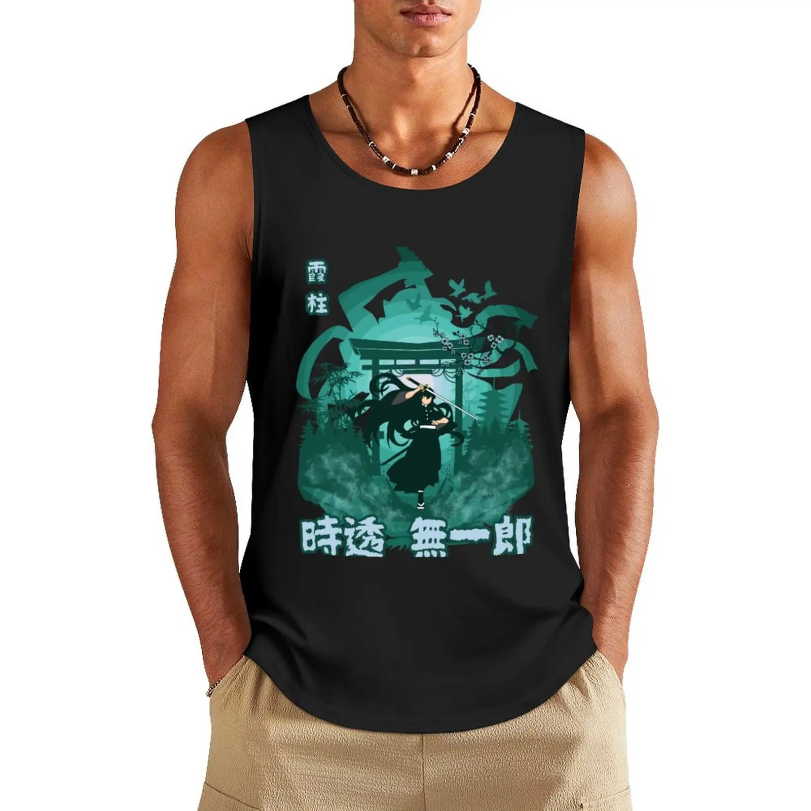 Flat - muichiro tokito Tank Top Men's cotton t-shirt Working vest muscle t-shirt