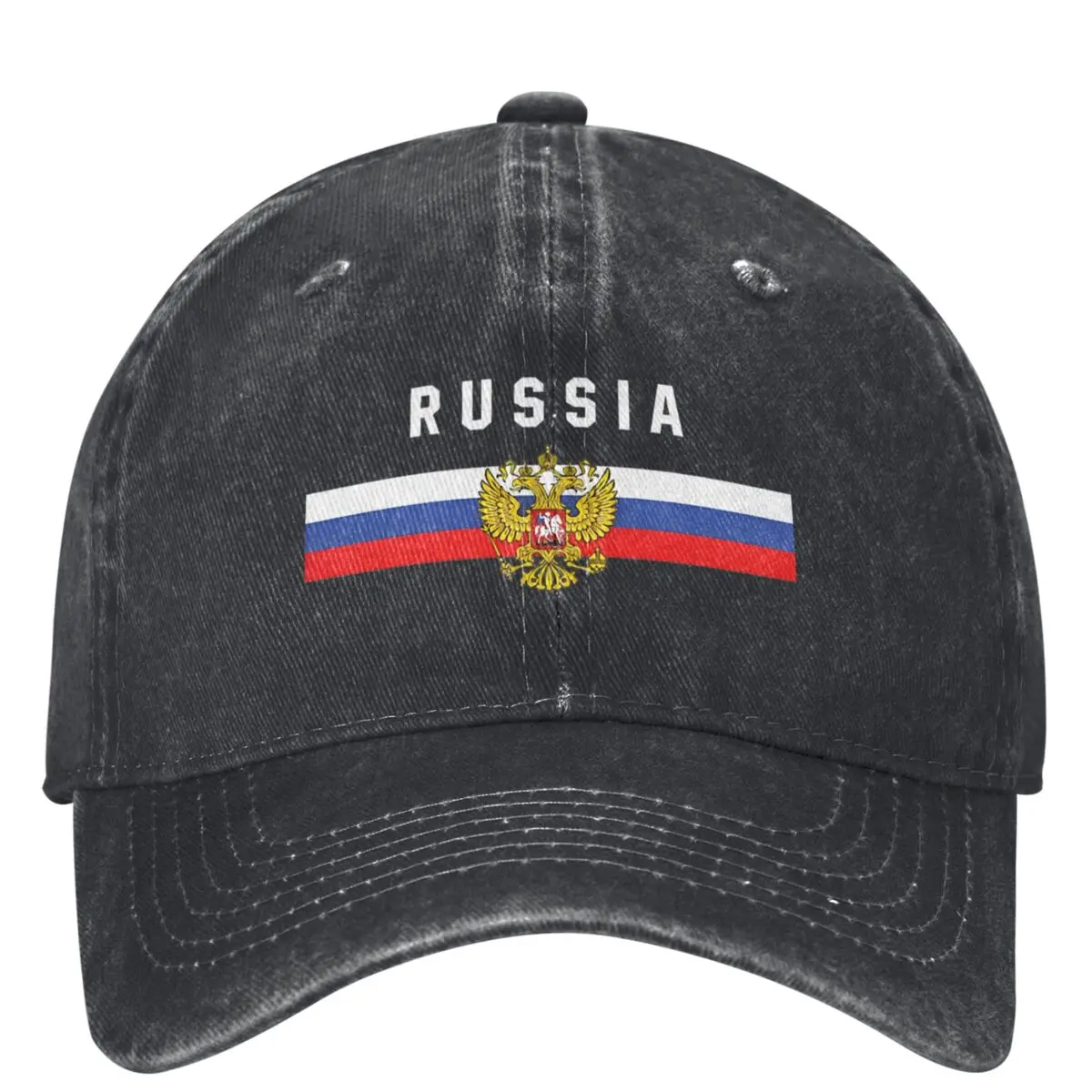 Russia Flag And Coat Of Arms Washed Baseball Cap Casual Trucker Hat Summer Women Men Outdoor Sports Sun protection Baseball Caps