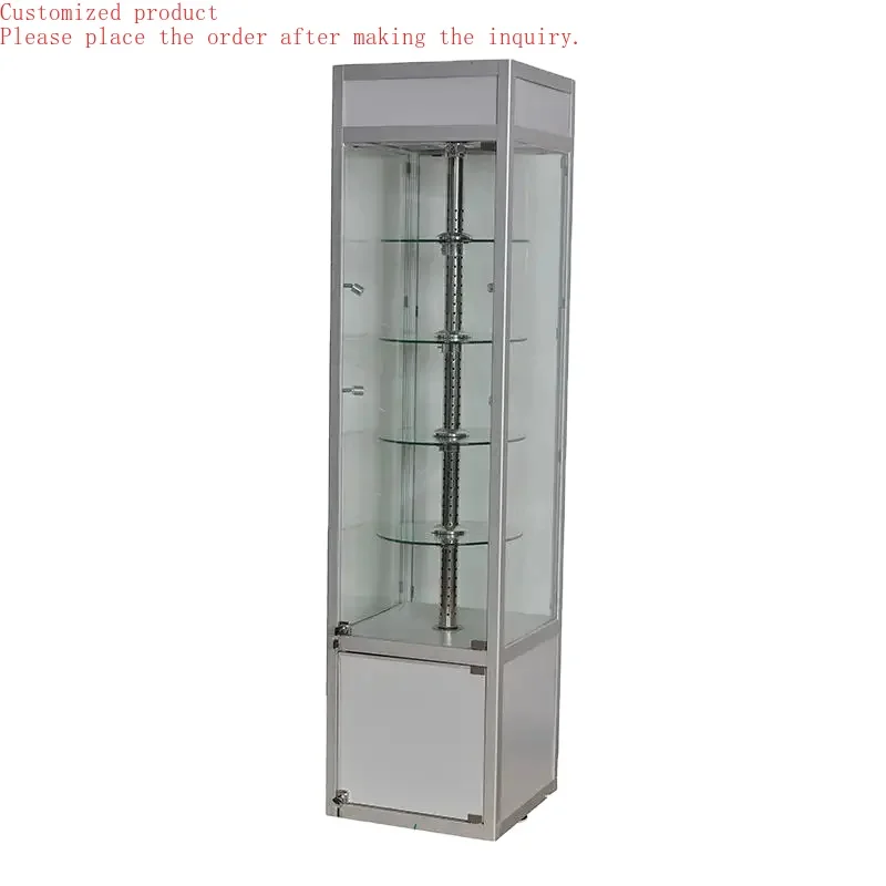 

Custom.Rotating Perfume Shop square Display Cabinet for Sale/ Modern Glass Display Cabinet