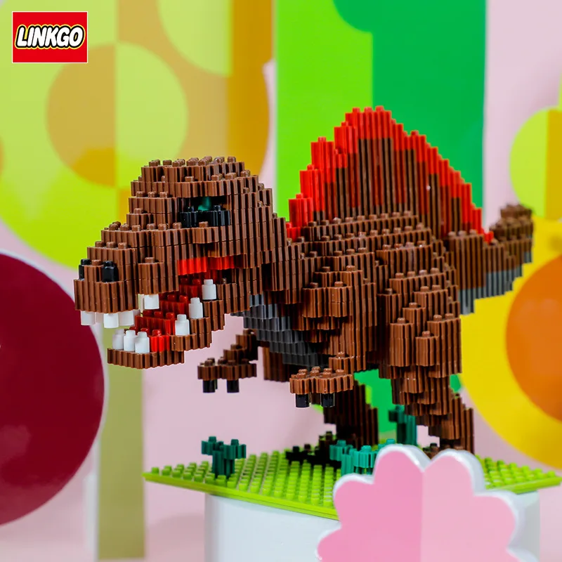 Linkgo Jurassic Dinosaur Mini Building Blocks Tyrannosaurus Rex Velociraptor Connection Micro Bricks Figure Toy For Kids