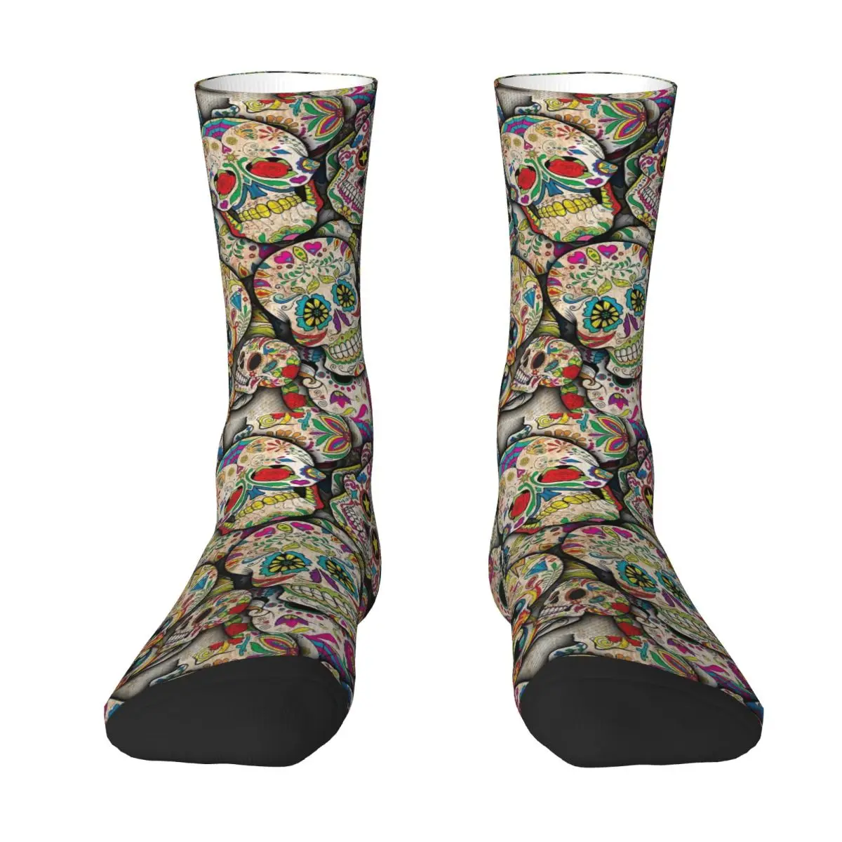 Sugar Skull Collage Socks Gothic Leisure Stockings Autumn Non Slip Men Socks Breathable Design Outdoor Socks