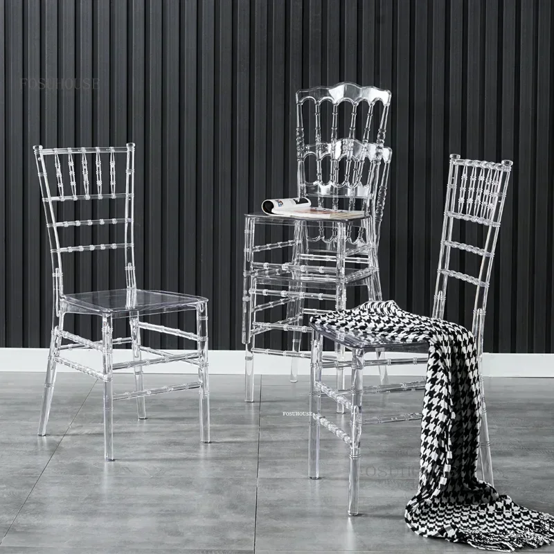 Crystal Dining Chair Hotel Commercial Furniture Outdoor Wedding Chair Banquet Transparent Leisure Back Chairs for Events z