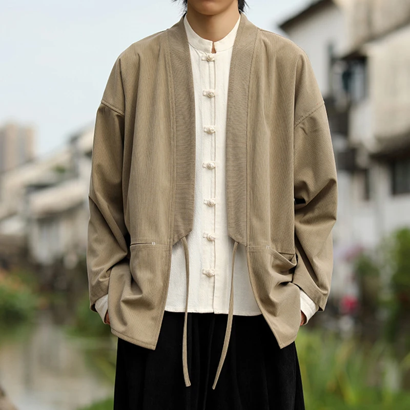 

Мужские повседневные кардиганы-пальто: Новинка 2026 года, весенняя коллекция в китайском стиле, однотонные, свободные, комфортные, в стиле Тан, базовые куртки N022