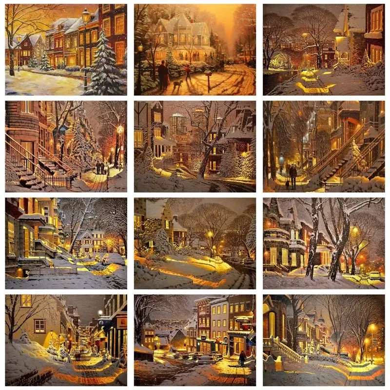 

CHENISTORY Picture By Number Winter City Kits DIY Unique Gift Painting By Number Landscape On Canvas HandPainted Decor Art Gift