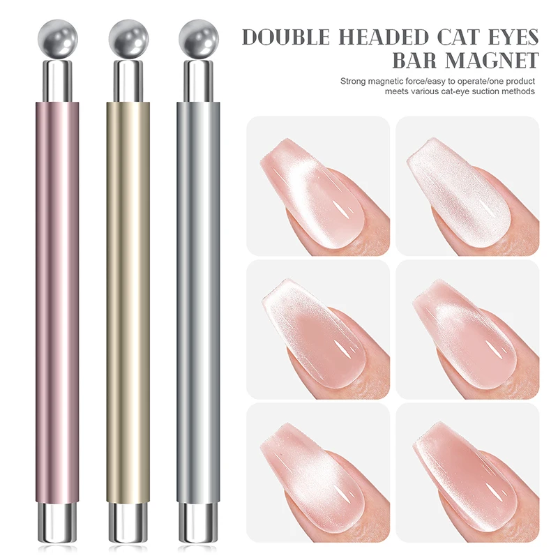 Nail Art Magnetic Stick Cat Eye Magnetic Ball Aluminum Handle Cylindrical UV Gel Magnet Tools Double End Nail Design Tools
