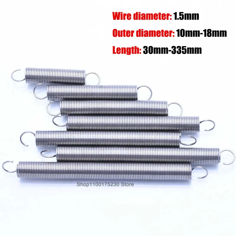 

1Pcs Wire Diameter 1.5mm 304 Stainless Steel Open Hook Tension Spring Hook Spring Extension Spring Draught Spring