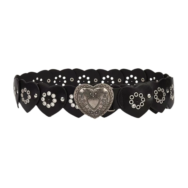 Uitgeholde hartvorm riem klinknagel bezaaid tailleband broek riem taille decors dropship