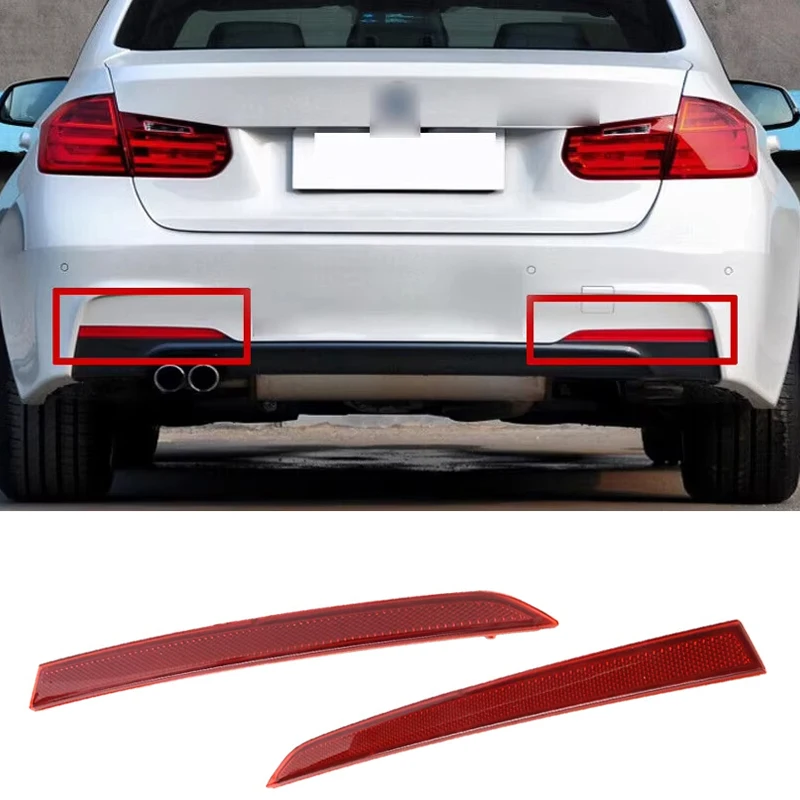 Right Left Side Car Rear Bumper Reflector Strip Red Lens For BMW X3 F30 2012-2017 63147847165 Tail Lamp Fog Warning Stop Light