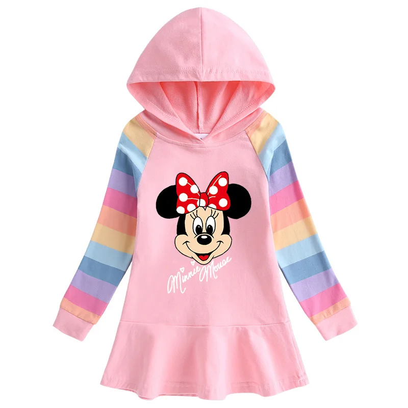

Платье с Микки Маусом Диснея, весенне-осеннее платье для девочек, академический стиль, детские толстовки с длинными рукавами и рисунком Минни, платья