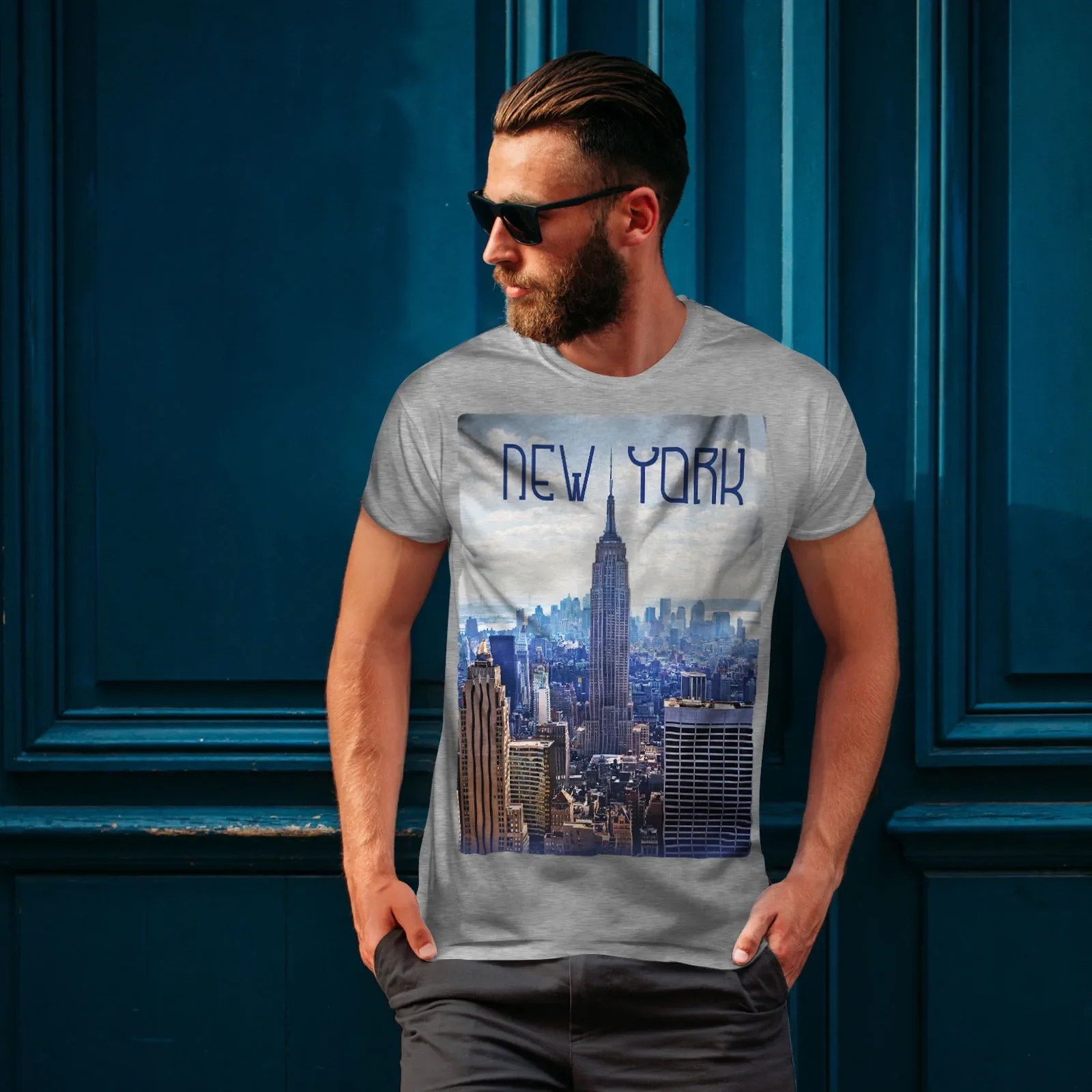 New York Skyscraper Graphic Design Printed T-Shirt. Summer Cotton Short Sleeve O-Neck Men's T Shirt New S-3XL