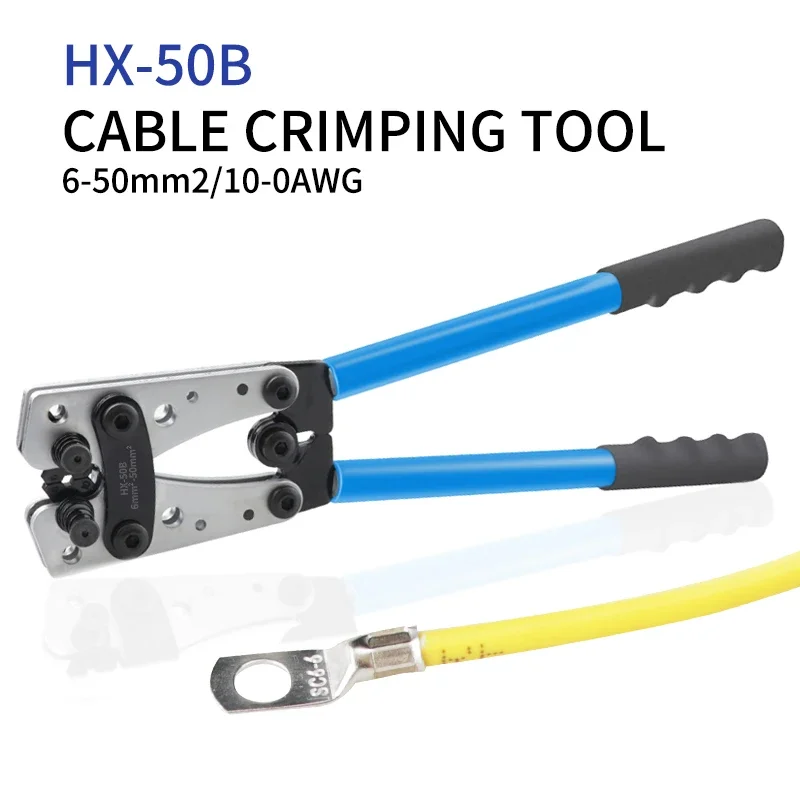 

BIESUO Portable Cable Manual Crimping Tool HX-50B Crimping Pliers 6-50mm ²/ AWG 10-0 Ferrule Terminal Crimper Hexagonal Wiring