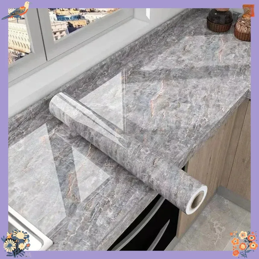 Peel Stick Removable Marble Wallpaper Vinyl Sticker Waterproof for Kitchen Worktop Sink Bathroom Toilet Wall Covering
