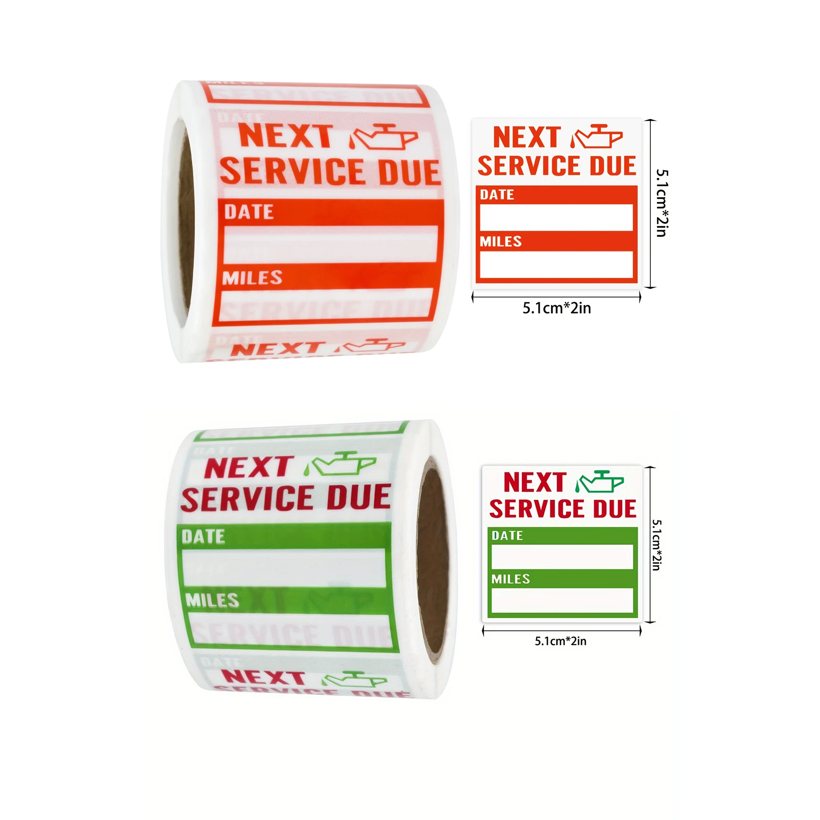 200Pcs 2*2in Red Green Oil Change Service Due Reminder Labels Stickers Car Window Windshield 