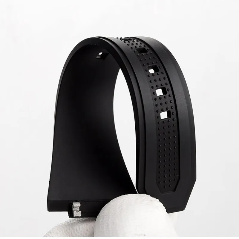 Correa de reloj de goma fluorada con boca convexa especial para Zenith DEFY SKYLINE 03.9302.3620 06.9300.3620 03.9301.3620 FKM