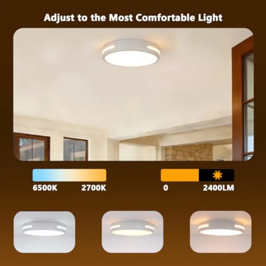 RGBIC LED Smart Flush Mount Ceiling Light Flush Mount Light Fixture with Remote Control WiFi Works with Alexa DIY Colors 3000-5