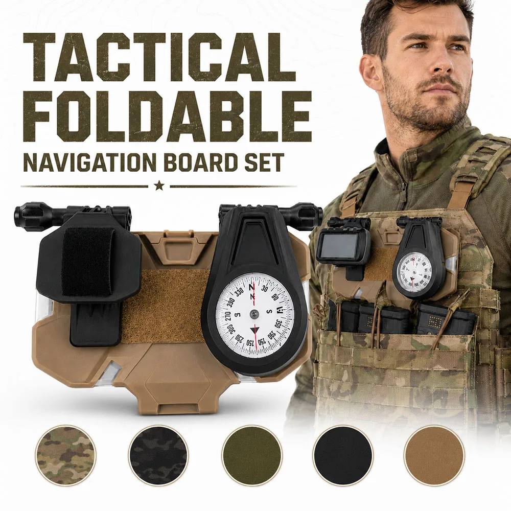 Tactical Foldable Navigation Board Set with Compass GPS Mount Holder for Airsoft Paintball Hiking Hunting Navigation Gear Kit