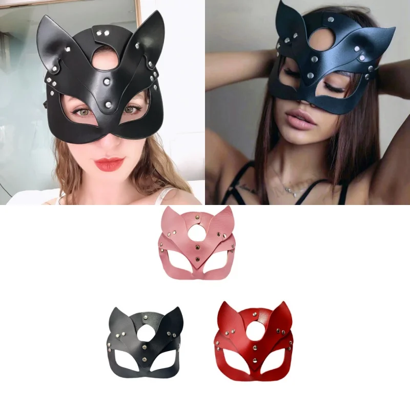Halloween Cosplay Masquerade Party Accessorie Exotic Leather Masks Women Cat Half Face Masks Gothic Ball Fancy Masks