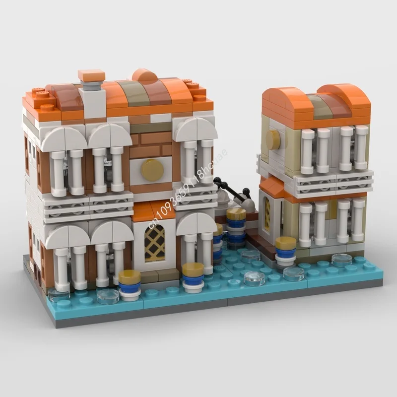 472 pz MOC Mini Case Veneziane BrickLink Modello di Costruzione Regali Di Natale Blocchi Architettura Giocattolo Assemblare Idea Creativa FAI DA TE
