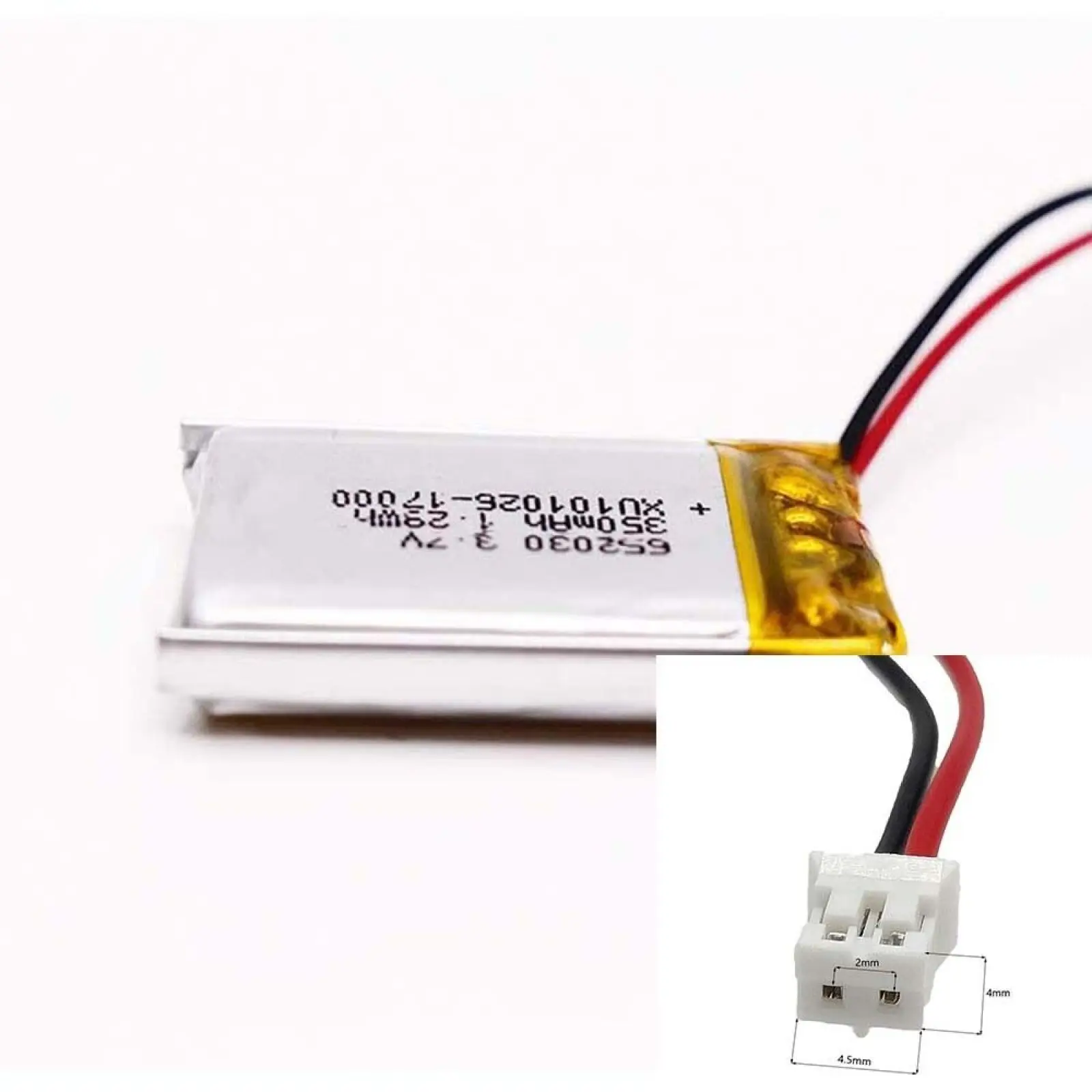 

3.7V 350mAh 652030 Li-Polymer Li Battery JST-PH 2pin 2.0 For TABLET CHARGING TREASURE POWER SMART WATCH MP4 MOBILE POWER