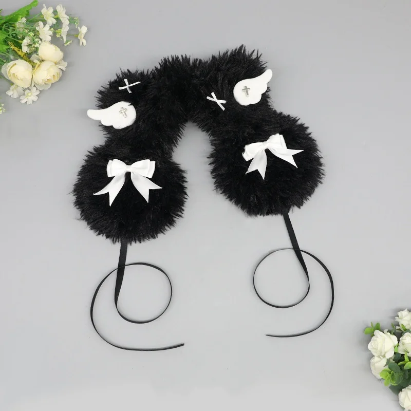 2024 New Cute Plush Dog Earmuffs  Lolita Winter Wings Earmuffs Kawaii Solid Color Thermal Earmuffs Girls Y2k Half-hat