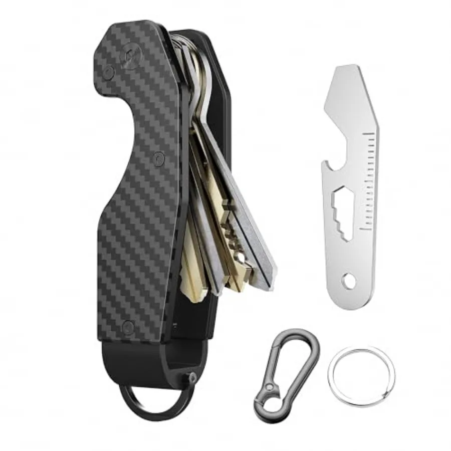 

QEG Key Organizer, Keyholder Keychain, Compact Metal Key Case, Minimalist Key Fob, Keychain For Men, Holds 2-6keys