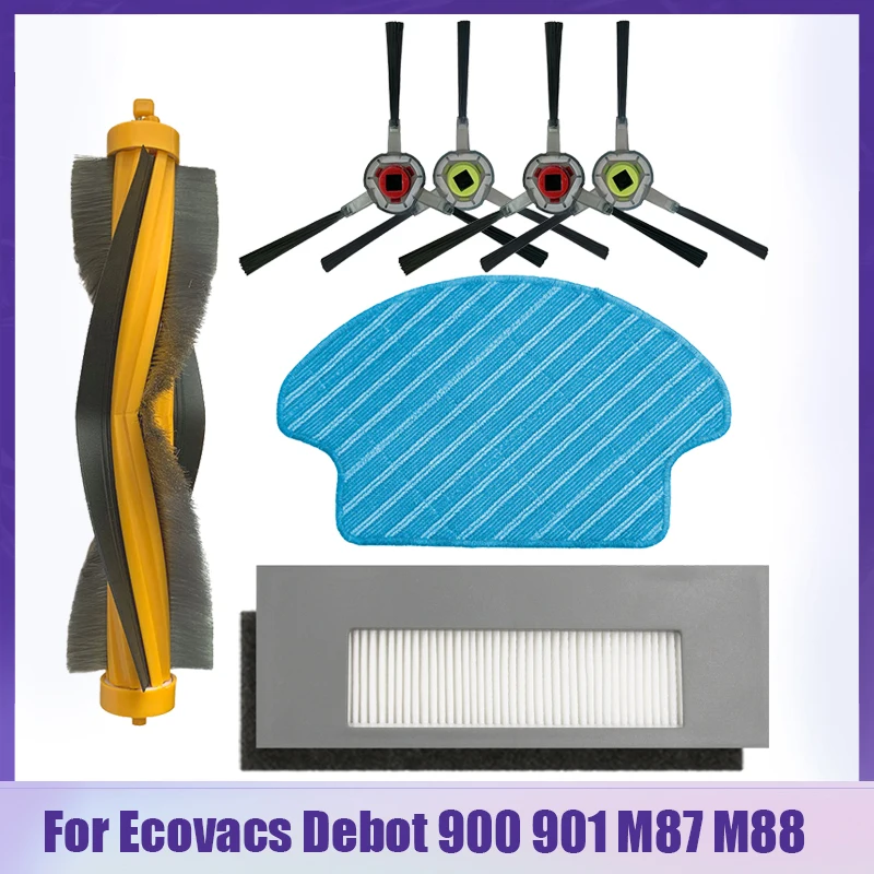 For Ecovacs Debot 900 901 M87 M88 Robot Vacuum Cleaner Spare Parts Side / Roller Brush Hepa Filter Mop Cloth Rags Accessories
