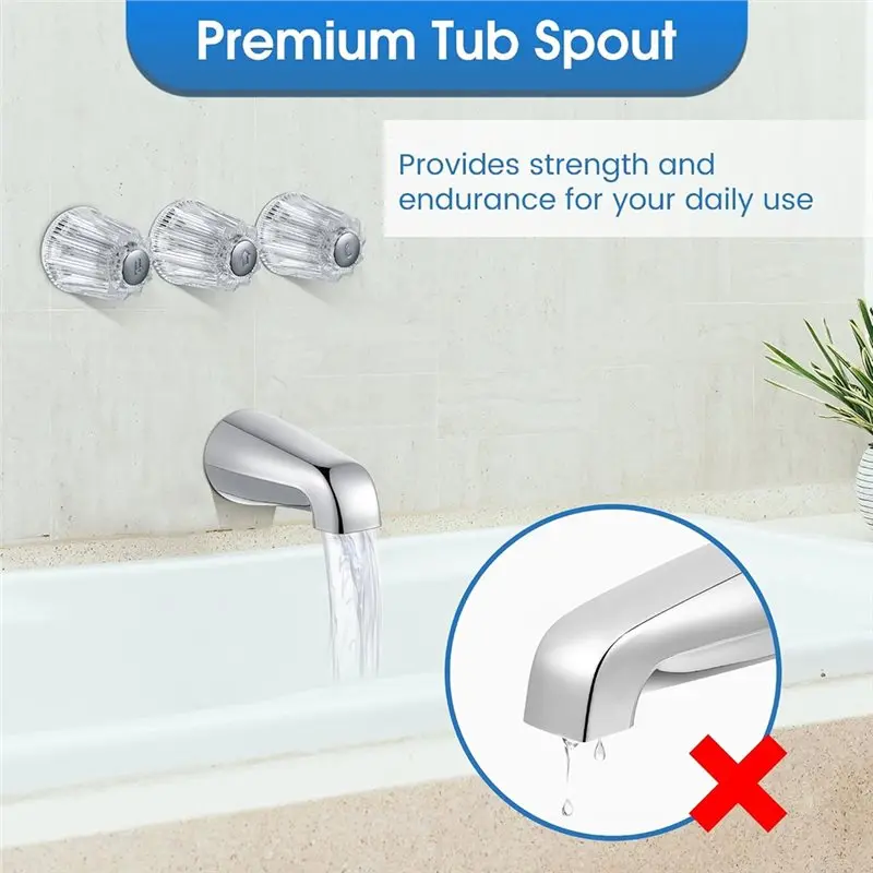 AC62-Replacement Faucet Handle Set For Price Pfister, Shower Faucet 3 Knobs Tub Spout No Diverter Kit