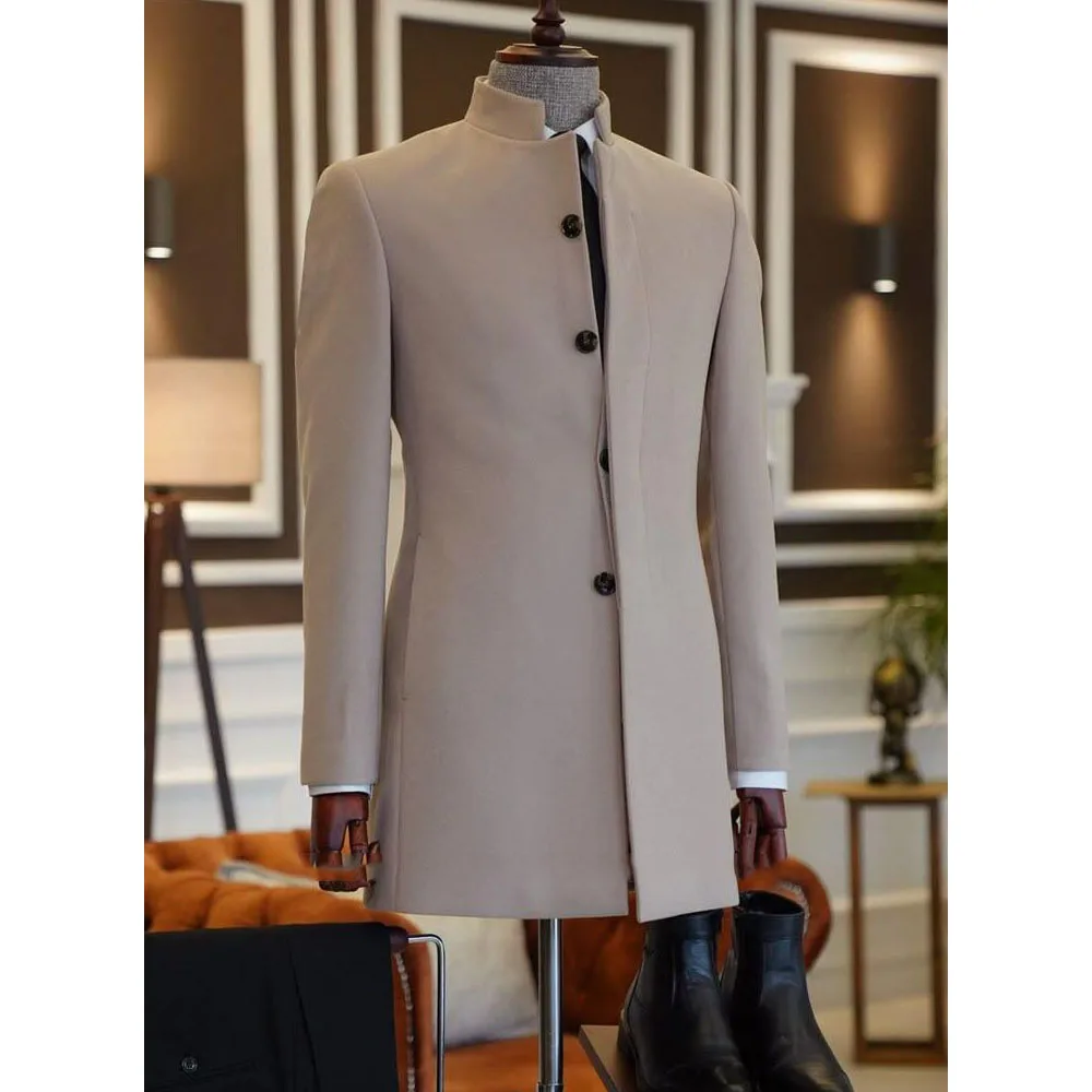 

Luxury Fashion Men Suits Jacket Single Breasted Stand-up Collar High Quality Banquet Celebrity Male Clothing Fashion Classic