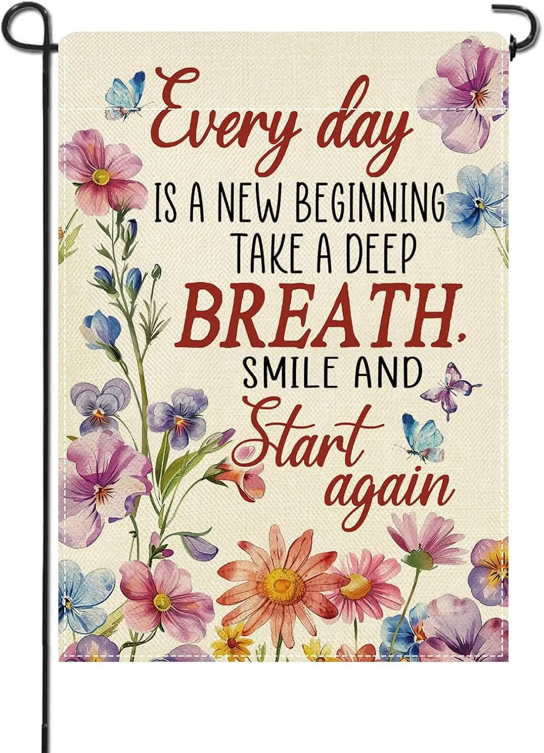 Artofy Inspirational Floral Small Decorative Garden Flag, Every day is a New Beginning Flower Butterfly Yard Lawn Outside De EEZ