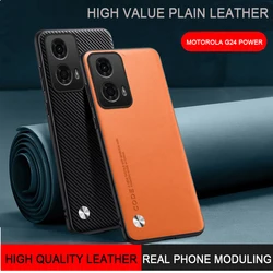 For Motorola G24 Power Plain Skin Leather Case Cover Soft Frame Camera Funda Motorola G24 Fundas Motorola G04 G14 G34 G54 G84