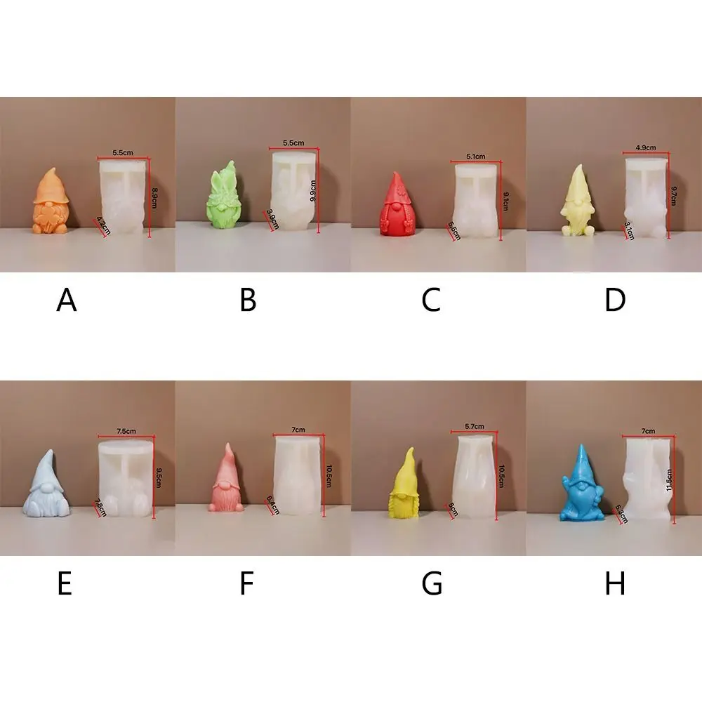 Белая рождественская форма для литья Санта-Клауса, 3D аксессуары ручной работы, безликая форма для гнома, гаджеты «сделай сам», праздничные принадлежности, форма для свечей с гномом