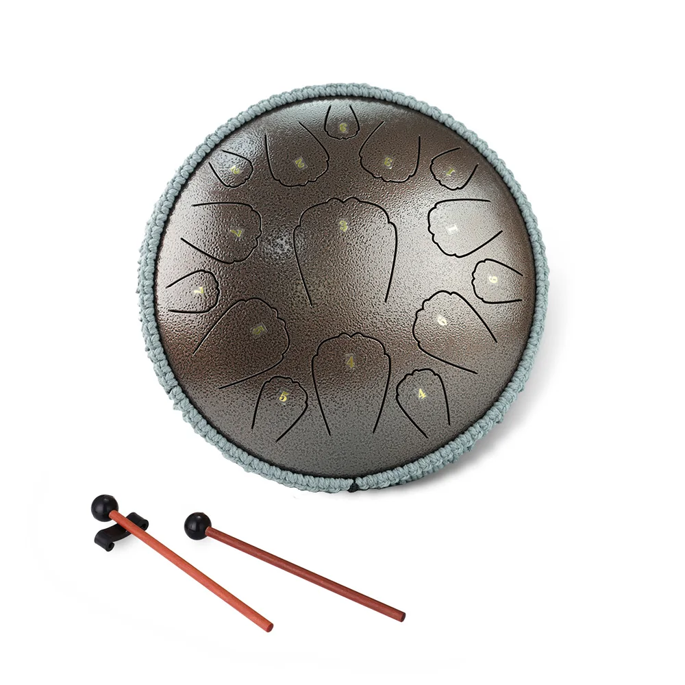 

Steel Tongue Drum 13 Inch 15 Notes D Key Percussion Instrument Portable Balmy Drum & Drum Mallets for Meditation Yoga Beginners