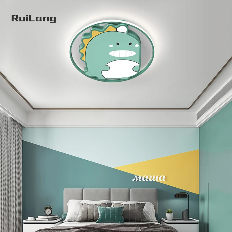 Imagem -05 - Modern Round Led Ceiling Light para Crianças Lâmpada do Quarto Study Cartoon Animal Fofo Dinossauro Lustre de Teto para Crianças Quartos Meninos