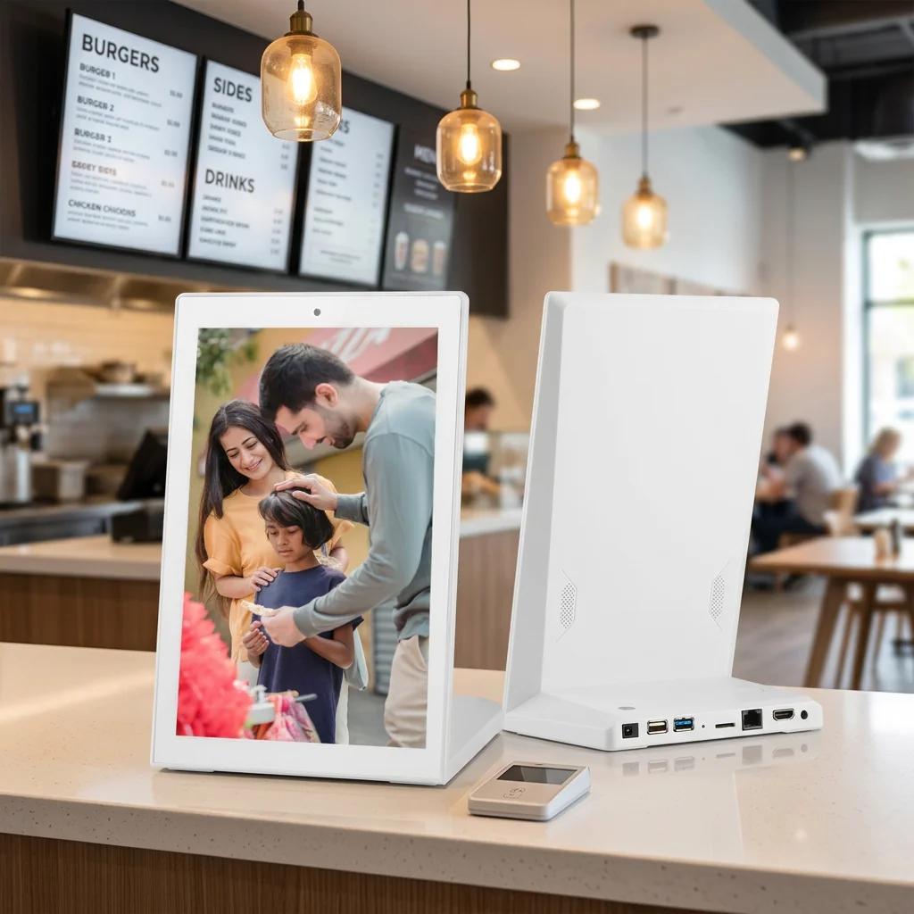 OEM 10.1 Inch L Shaped Customer Feedback Tablet Advertising Display Touch Screen Kiosk Ordering Menu Android Digital Signage