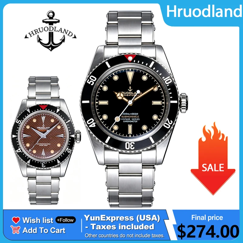 Hruodland F035 Men Dive Watch PT5000 Automatic Movement Mechanical Watches Stainless Steel Vintage Waterproof Luminous