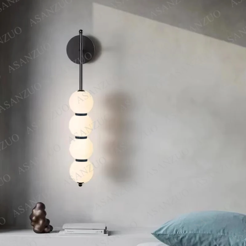 Interior LED Wall Lamp for Background Living Room Pearl Wall Lamp Glass Ball Home DecorWall Sconce for Bedroom Dining Room