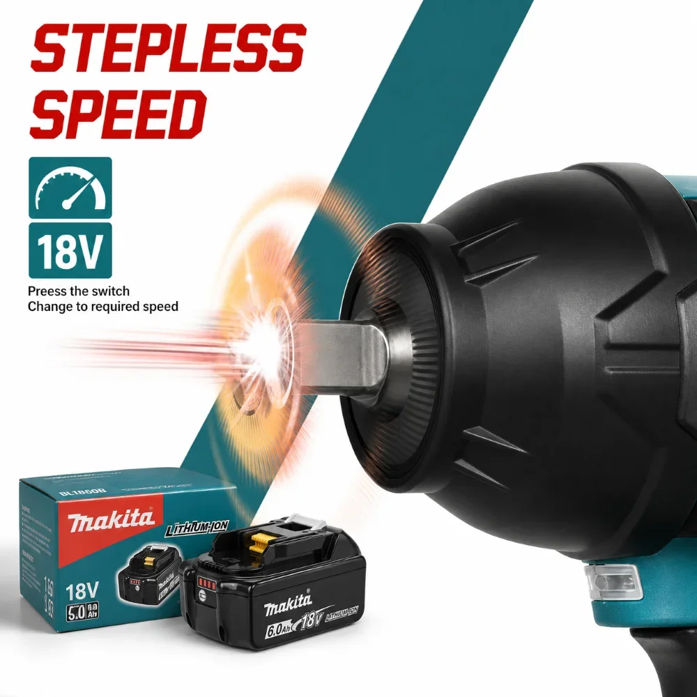Makita DTW700 brushless electric screwdriver，18V battery 6.0AH, rechargeable drill driver, woodworking milling center