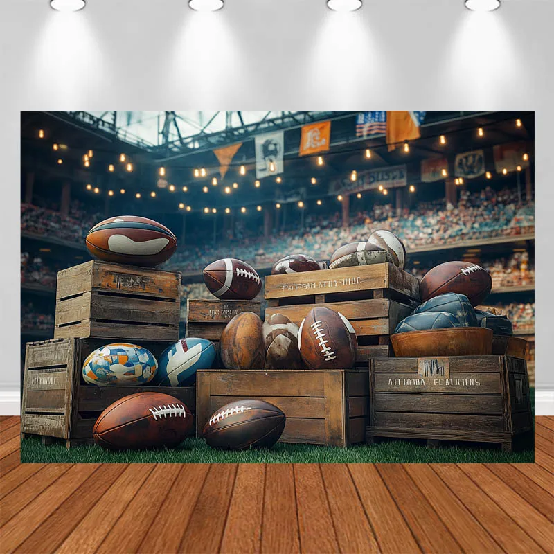 LS Photography Background Vintage Sport Wooden Box Stadium Decor Birthday Cake Smash Adult Kids Portrait Photo Backdrop Studio