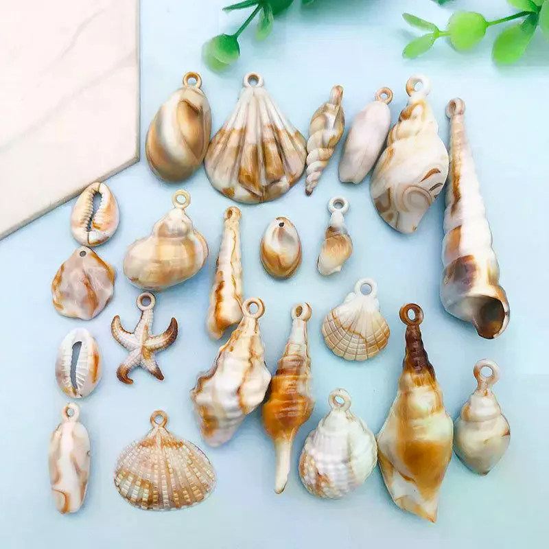 44Pcs Acrylic Sea Creature Conch Scallop Starfish Whale Pendant Handmade DIY Bracelet Ear Keychain Jewelry Pendant Accessories