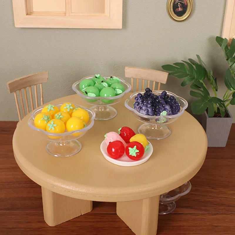 Simulation de fruits avec plat transparent, maison de courses, mini nourriture, accessoires de décoration de maison de poupées, accessoires de tir sur scène, 1/12