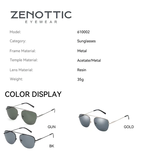 Imagen 2 del producto ZENOTTIC-gafas de sol graduadas de aviador, diseño de doble puente, gafas polarizadas progresivas para hombres y mujeres, protección UV400