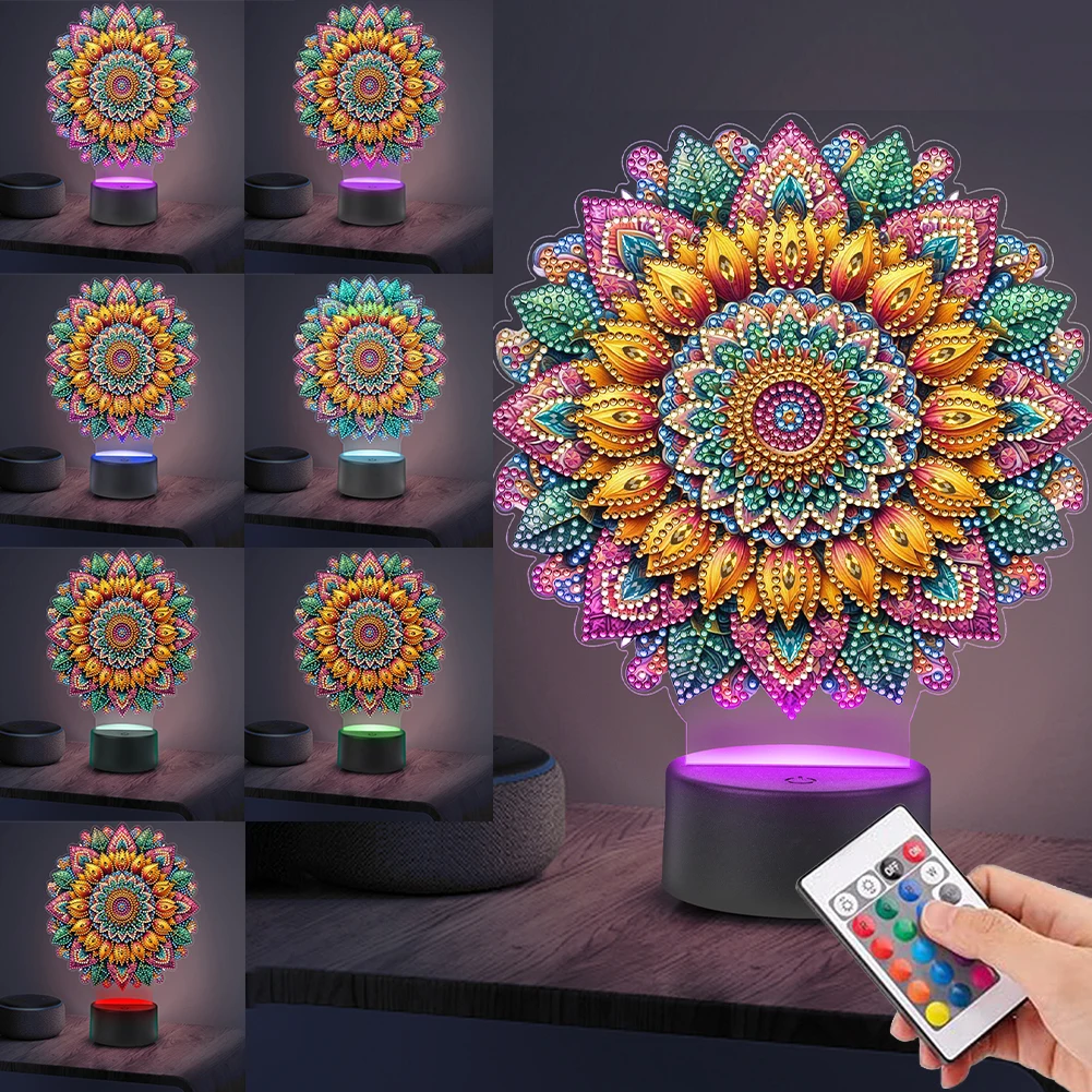 

Flower Animal Diamond Painting LED Lamp for Bedroom Living Room Office - DIY Diamond Painting Night Light for Home Decoration