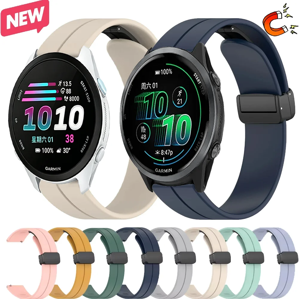 20/22mm Silikonarmband für Garmin Forerunner 970 965 570 265 255 55 165 170 70 Magnetisches Armband für Garmin Active 5 6/Venu 3 2