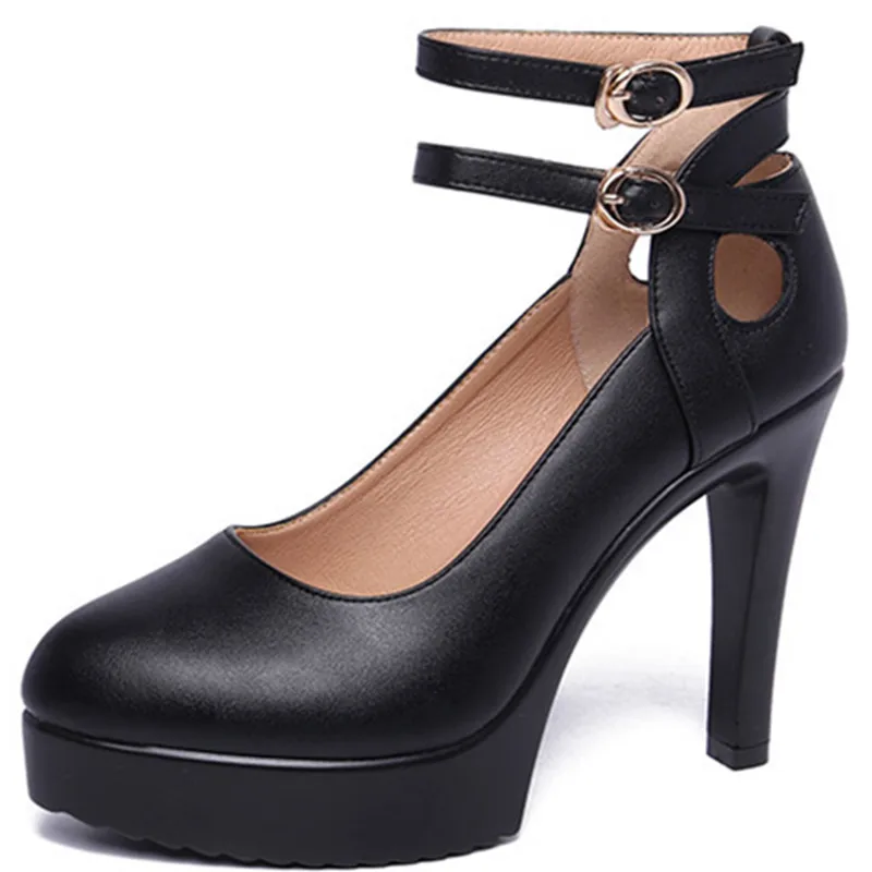 

Элегантные модные женские кожаные туфли на высоком каблуке и платформе с круглым носком - тонкий каблук высотой 11 см, черный, красный, белый, высокое качество