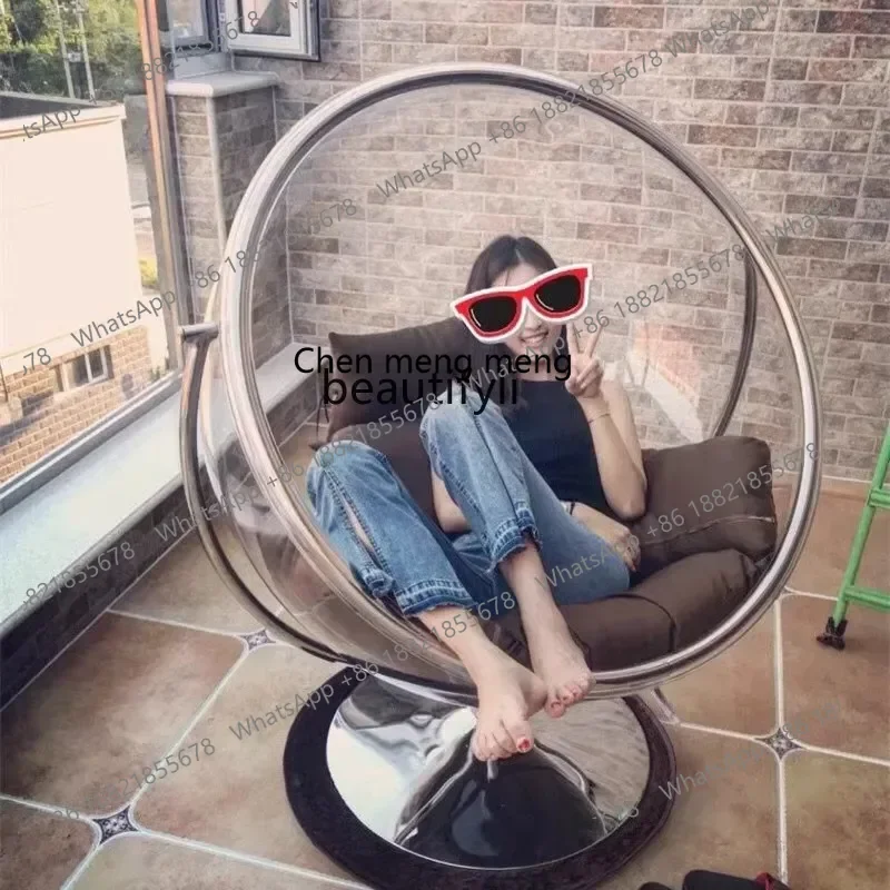 182Q Ball Bubble Chair Hanging Basket Space Capsule Hemisphere Acrylic Transparent Swing Indoor Outdoor Bird's Nest Hanging Chai