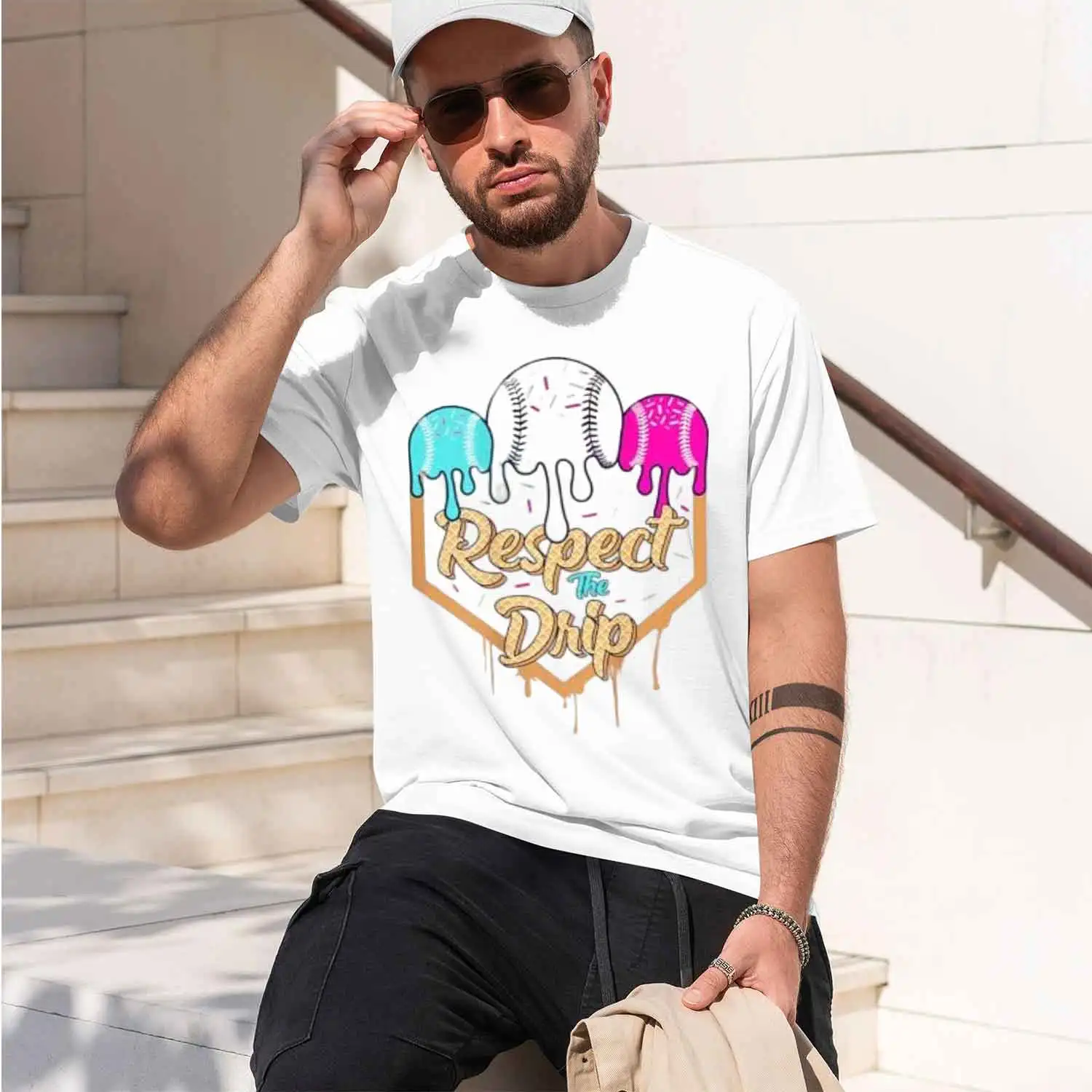 2026 New Model Baseball Ice Cream ip s Home Plate Glove Respect ip T-Shirt Game Day Sports Lover Clothes s Fashion Y2k Graphic
