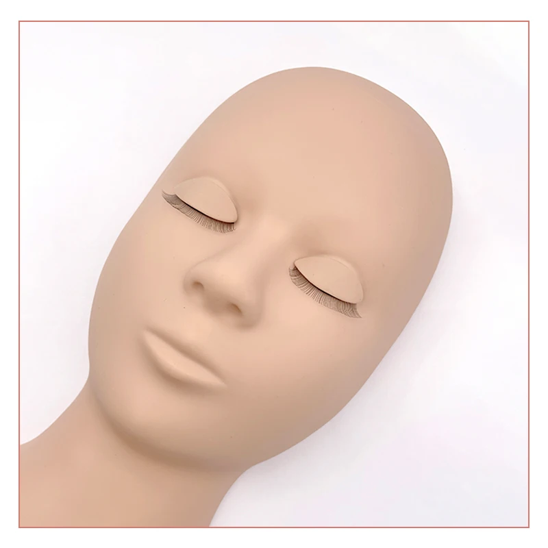 Eyelash Extension Training Practice Head Flat Soft Realistic Mannequin Model Head With Layered Lashes