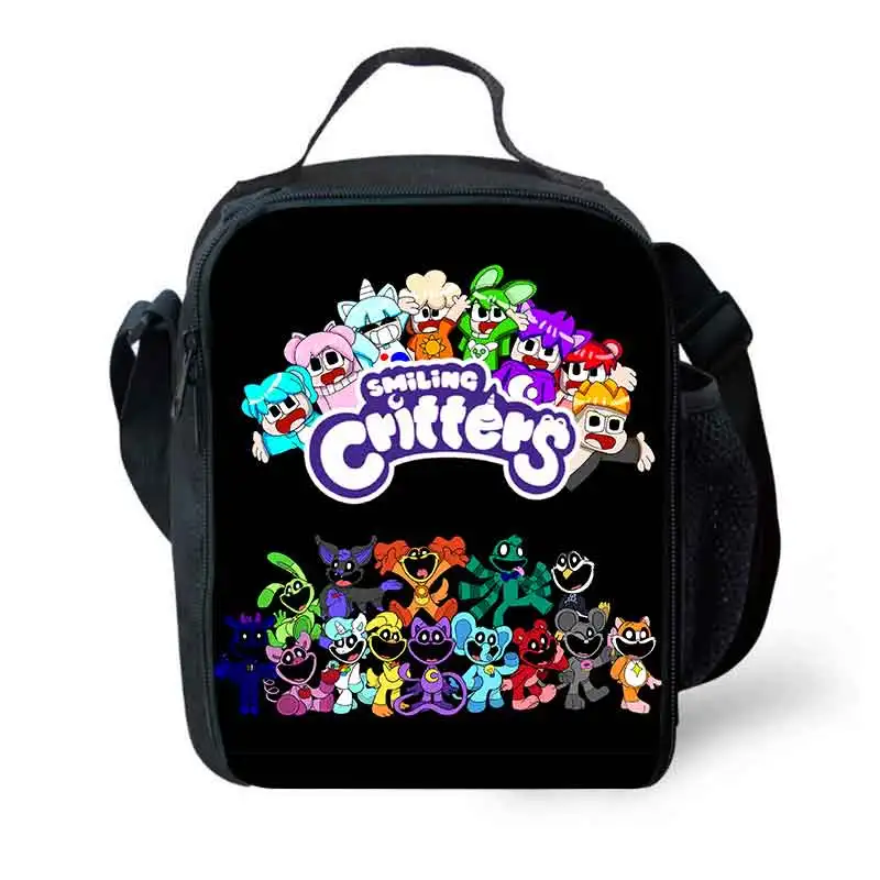 Sacs à lunch de créatures d'anime souriant, sacs d'école pour garçons et filles, sacs isothermes de dessin animé, poids léger initié, meilleur cadeau pour enfant