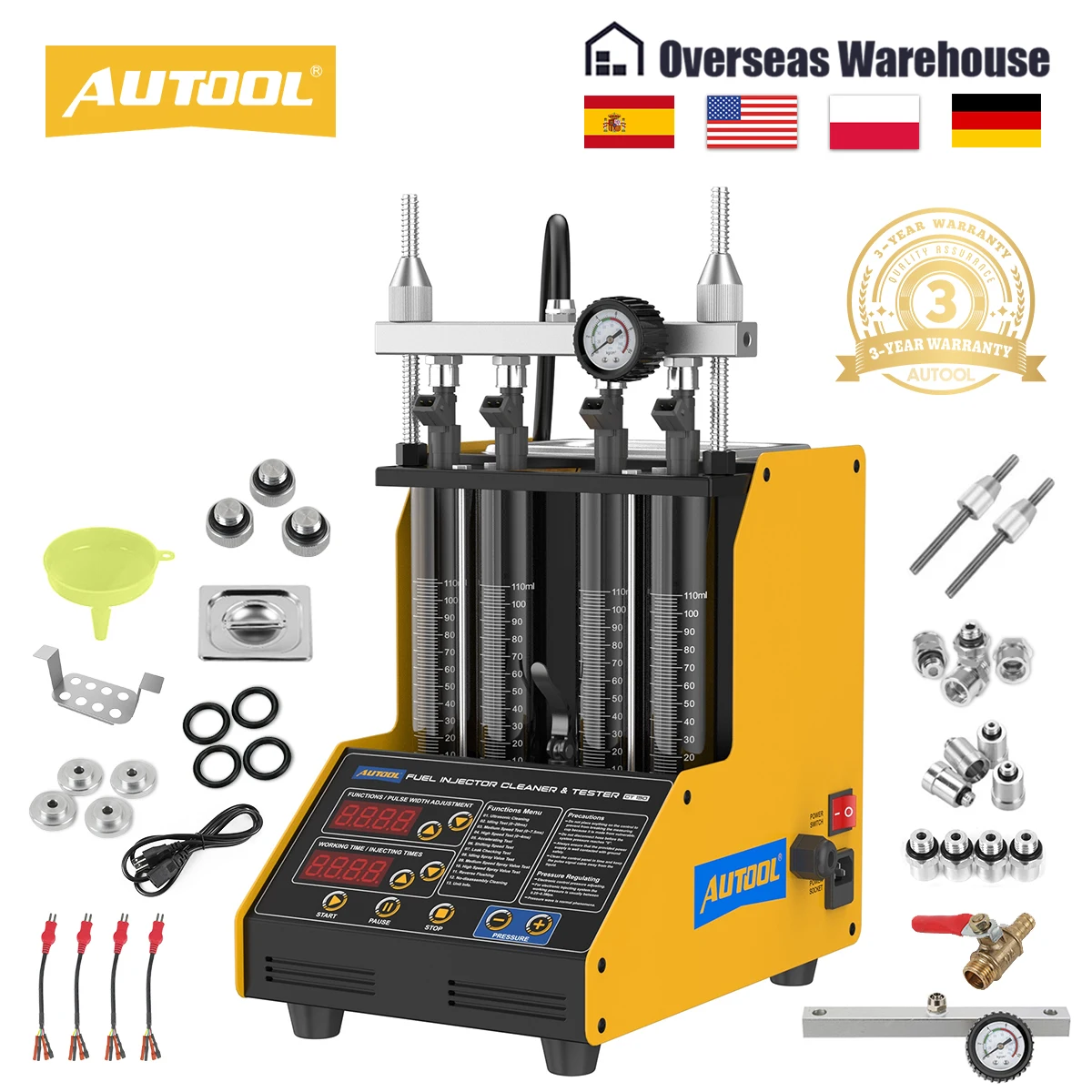 

Автомобильный тестер для очистки топливных форсунок CT150, мотоциклетные бензиновые форсунки для впрыска, инструмент для ультразвуковой очистки, 4 цилиндра